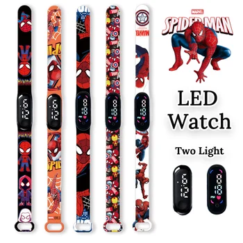 Marvel Spiderman dětské hodinky Chlapci Silikonový Pásek LED Touch Vodotěsné Elektronické Dětí Sledovat Školní Stundert Digitální Hodiny