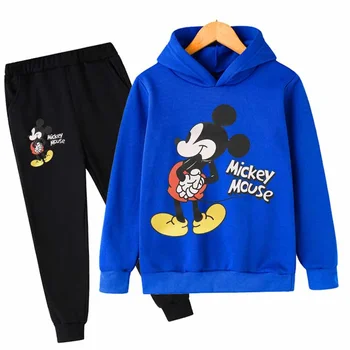 Mickey Mouse 2022 Děti Nové Mikiny Soupravy Dívky Jaro Podzim Bavlněné Mikiny Kalhoty 2ks/Oblečení Disney Série Neformální Obleky