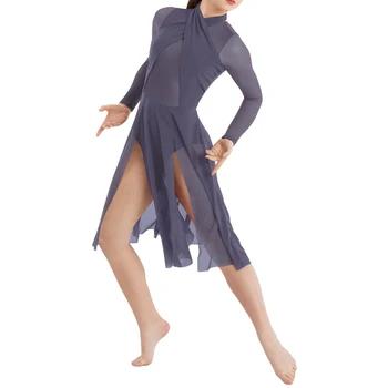 MiDee Lyrické Taneční Šaty Dívky Ženy Cross Objímání Kombinéza Moderního Baletu Oufit Vystoupení Taneční Kostým, Elegantní Sukně