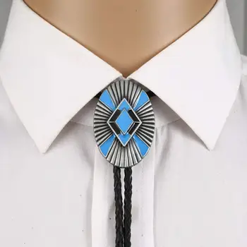 modrá Bolo kravatu pro ženy, ženy Ručně Západního Umění Indické Slitiny Kravata oválný tvar