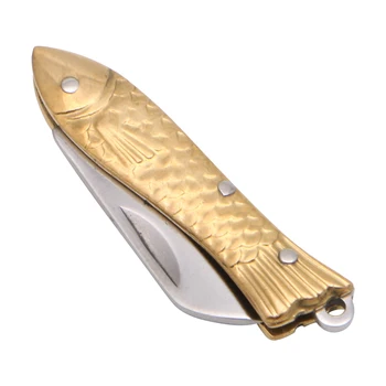 N58C Ryby ve tvaru Přívěšek na klíče Kapesní Klíčenka Malé Taktické Skládací Složky Nůž Mosaz