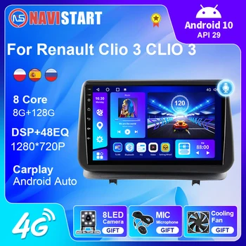 NAVISTART Pro Renault Clio 3 CLIO 3 2005-2014 4G WI-fi autorádia, Navigace, GPS, Android Auto Carplay Stereo Android 10 DVD Přehrávač
