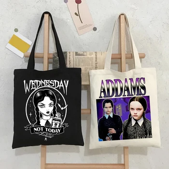 Nenávidím Všechno, co ve středu Addams Nákupní tašky Plátno Taška Ženy Taška přes Rameno Módní Velká Kapacita Nákupní Shopper Tote Tašky