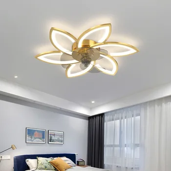 Nová Květina Ventilátor pro Obývací Pokoj Ložnice Domácí Osvětlení Moderní Led Stropní Svítidlo s Dálkovým ovládáním Jasu Svítidel