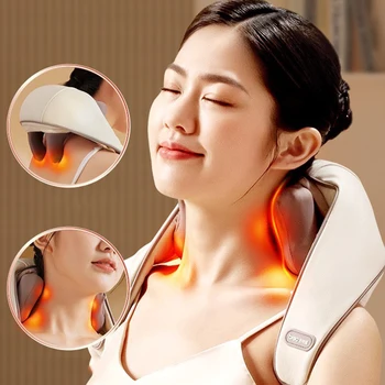 Nové 3D Hnětení Shiatsu Masáž Šál Chiropraxe Zpět Masér pro Krk Ramena Úlevu od Bolesti, Topení Krku Massageador Massagem