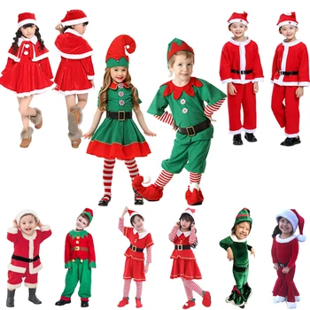 Nové Děti Vánoční Kostým Santa Claus Děti Zdobit Oblečení S Kloboukem Dítě Dívka Cosplay Tutu Červené Šaty, Karneval, Párty, Dárek