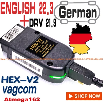 Obd2 Scanner HEX V2 VAGCOM VAG COM 22.3 Rozhraní Elektrické Testery PRO VW AUDI Škoda Seat NĚMČINA ANGLIČTINA ATMEGA162 OBD 2