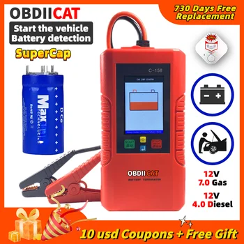 OBDIICAT+ Auto Skok Startér C158 C-158 C108 12V Power Bank Super Kondenzátor Neomezené Použití ChargeTime Méně 3 Minuty