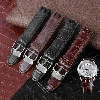 Originální Kožené Hodinky Popruh Pro Swatch YRS403 412 402G hodinky kapela 21 mm watchband muži zakřivené end hodinky náramek