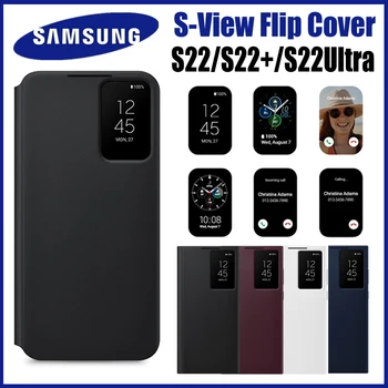 Originální Samsung S22 Ultra S-View Flip Smart Pouzdro Pro Galaxy S22 Plus S22+ LED Čirý Kryt windows phosne případech,EF-ZS908