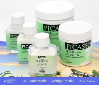 PICASSO Akrylové barvy média 75ml transparentní lesk pomalé sušení agent ručně malované textilní pomocný nástroj
