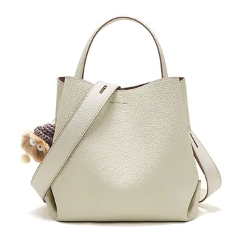 Pravé Kůže Bucket Bag Módní Kabelky pro Ženy Značkové Luxusní Rameno Crossbody Tote Tašky s Kreslenými Přívěsek 2022 Nové