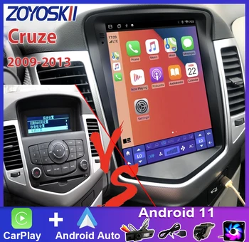 Pro Chevrolet Cruze 2009-2015 Android 12 Tesla Styl Displej Auto GPS Multimediální Rádio Přehrávač IPS DSP J300 Holden Daewoo Lacett