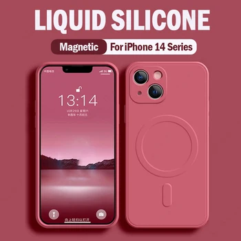 Pro Magsafe Magnetické Bezdrátové Nabíjení Pouzdro pro iPhone 14 13 12 11 Pro Max X XR XS 7 8 Plus SE 2022 Originální Silikonový Kryt na Mobil