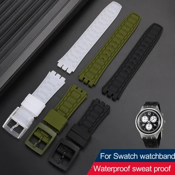 Pro Swatch Silikonové Vodotěsné Hodinky Kapela Mužské Jehla Spony Silikon Černý Zelená Bílá Řemínek 19mm