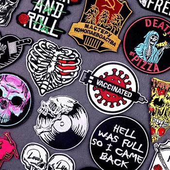 Punk Lebka Skvrny Na Oblečení DIY Rock Nášivka Žehlička Na Vyšívané Nášivky Na Oděvy Samolepky Hippie Odznaky, Šicí Zdobí