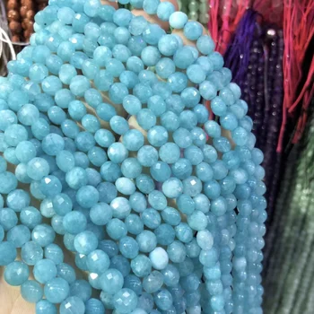Přírodní Kámen Modrý Amazonit Korálky Tváří Zploštělý tvar Volné Distanční Korálky Pro Výrobu Šperků DIY Náhrdelník Náramek Příslušenství