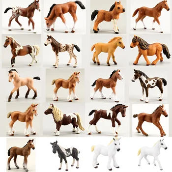 Realistické Koně Pony Figurky Set,Hříbě, Zvířecí Postavy, Detailní Miniaturní Hračku Koně, Vánoční Dárek k Narozeninám Dort Topper pro Dítě