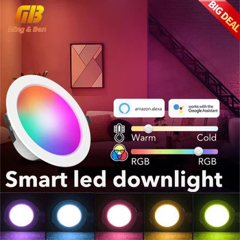 RGB Smart Downlight Bluetooth Mesh APLIKACE/Hlasové Ovládání s Alexa Google Led Vnitřní Stropní Svítidla 110V 220V Místo pro Domácí Dekor