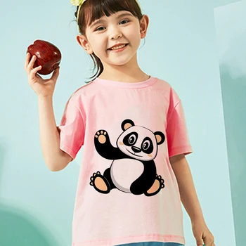Roztomilý Kreslený Panda 2 3 4 5 6 7 8 9 Věk Chlapeček Oblečení Letní tričko Módní 2022 Bílá Krátký Rukáv Dětské Oblečení dívčí Trička
