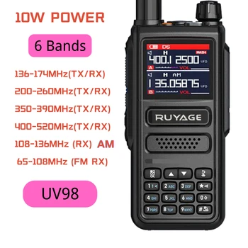 Ruyage UV98 Amateur Ham Radio 256CH 10W Walkie Talkie Vzduchu Kapely celém Pásmu 108-520MHz Policejní Skener Námořní Vysílačky
