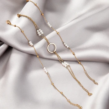 Ruční Skutečné Perly, Náramky Zlatý Náhrdelník pro Ženy z Nerezové Oceli Luxusní Šperky Set Designer Náramek Boho Náhrdelník Set