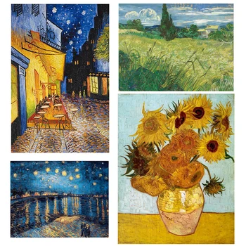 Slavná olejomalba Plakát Van Gogh Kavárna Terasa V Noci, olejomalba Plátno, Plakáty a Tisky Umění Zdi Obraz Obývací Pokoj