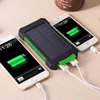 Solární Power Bank Vodotěsné Solární Nabíječka 20000mAh USB Porty Externí Nabíječka Powerbank pro Xiaomi Smartphone S LED Světlem