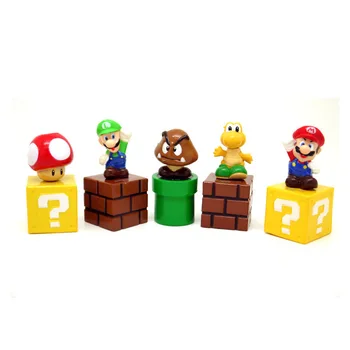 Super Mario Bros 5kusů/mnoho Kreslený Obrázek Sběratelskou Loutky Model Hračka Luigi Plachý Kluk Hub Desktop Dort Dekorace Dětem Dárky