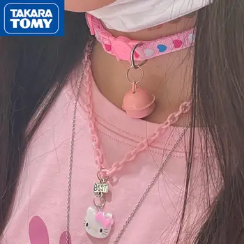 TAKARA TOMY Hello Kitty dětské Růžové Řetězec Cartoon Roztomilý Náhrdelník Dívka Akryl Sladké Chladné Denní Odpovídající Šperky
