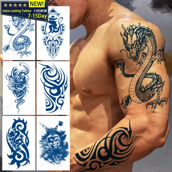 Tetování Temporales Pro Muže Rameno Tetování Drak Černý Velké Tetování A Body Art Sticker Chlapci Tetování Tribal Vzory Pánské Obtisky