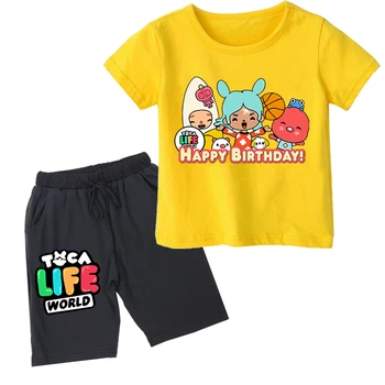 Toca Life World T-shirt dětské Soupravy Oblečení Chlapci Dívky Oblečení Oblek Toca Boca Život, Svět Tisku Kalhoty 2ks Děti 2022 v Létě