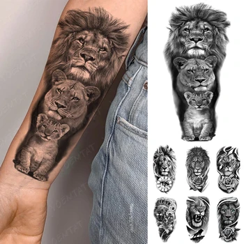 Vodotěsný Dočasné Tetování Nálepka Lev, Leopard Rodiny Tygr Vlk Rose Flash Převodu Tatto Muži Ženy Rameno Tělo Umění Falešné Tetování