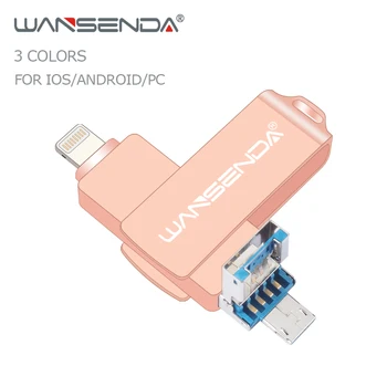 WANSENDA 3-v-1 USB 3.0 Flash Disk pro iPhone/iPad/IOS/Android/PC flash disk 128 GB 64GB 32GB 16GB OTG flash Disk USB Memory Stick