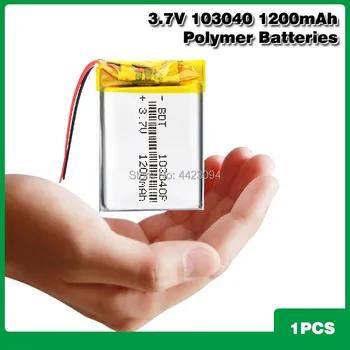 3.7 V Lithium Ion Polymer Li-Polymerová 103040 1200mah Baterie pro LED Svítilna, Dálkový Ovladač Selfie Stick LWH 40*30*10 mm