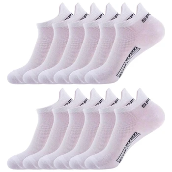 6 Párů/spousta Mužů Bílé Ponožky Prodyšné Bavlněné Sportovní Ponožky Mesh Ležérní Sportovní Tenké Krátké Ponožky Velikost 38-44 носки Bílé Ponožky