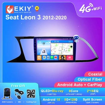 EKIY QLED DSP Android Auto Rádio Pro Seat Leon 3 2012-2020 Stereo Auto Multimediální Video Přehrávač, GPS Navigace 4G Carplay 2din DVD