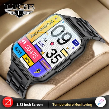 LIGE Smartwatch Dial Tapety Srdeční Frekvence, Krevního Kyslíku, Tělesné Teploty Sledování IP68 Vodotěsné Chytré Hodinky Pro Android IOS