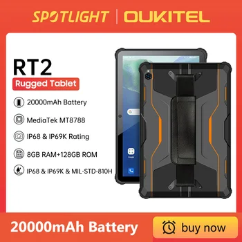 Oukitel Rugged Tablet 10.1 palcový Smartphone 20000mAh Mobilní Telefony 8GB+128GB IP68 Android 12 Tablet 16MP Fotoaparát 33W Poplatek