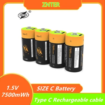 ZNTER 1,5 V 7500mWh Typ Baterie C-Nabíjecí Baterie C Lipo LR14 Baterie Pro RC Fotoaparát Drone Příslušenství Nabíjecí kabel